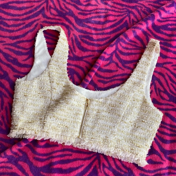 NBD tweed cream and gold crop top - Picture 4 of 10